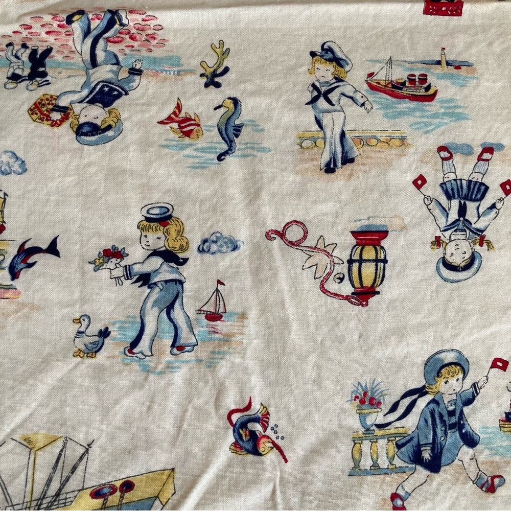 1 yard fabric Faye Burgos For Marcus Brothers cotton sailor juvenile print
